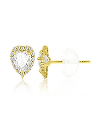 Macy's Pave Heart Halo Stud Earrings in 14k Yellow Gold