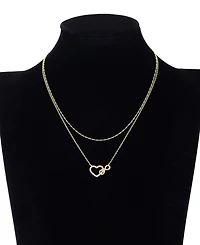 Unwritten Cubic Zirconia Infinity Heart Pendant Layered Necklace with Earring Set