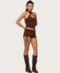 Edikted Women's Thia Ruched Bead Foldover Shorts