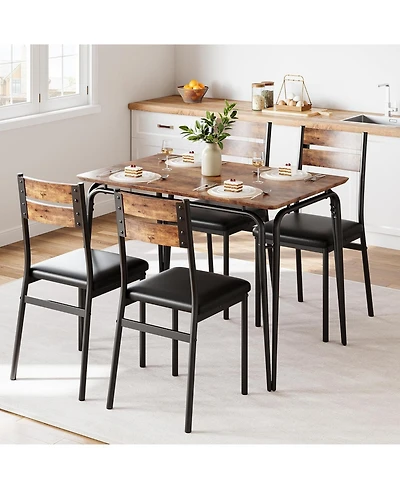 gaomon Dining Table Set for 4, Small Square Table and Chairs, 5 Piece Kitchen and Dining Set for Compact Spaces