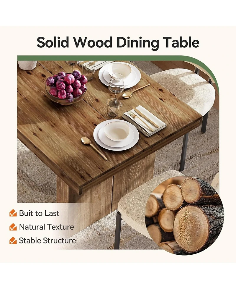 Tribesigns 63" Solid Wood Heavy Duty Wooden Legs Dining Table