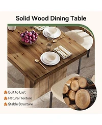 Tribesigns 63" Solid Wood Heavy Duty Wooden Legs Dining Table
