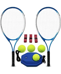 Magicorange Tennis Racket Set for Adults 2 Players Includes 27 Inch Racquets 4 Tennis Balls Solo Trainer 3 Overgrips and Portable Bag