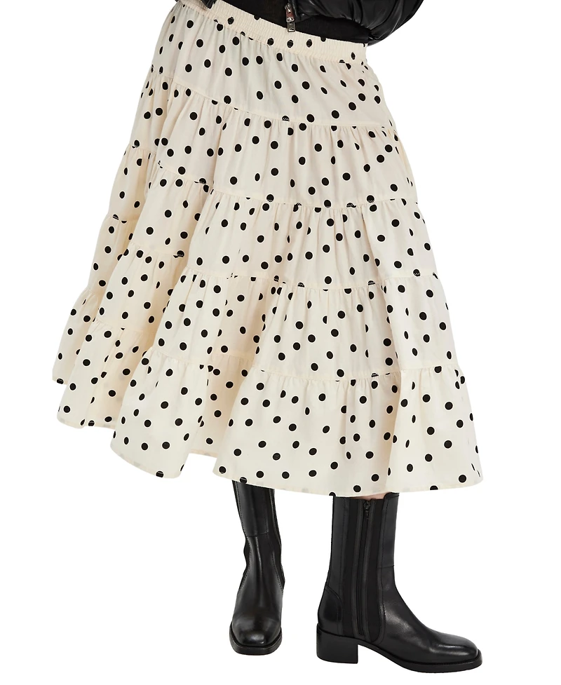 Free People Women's Full Swing Printed Tiered Midi Skirt