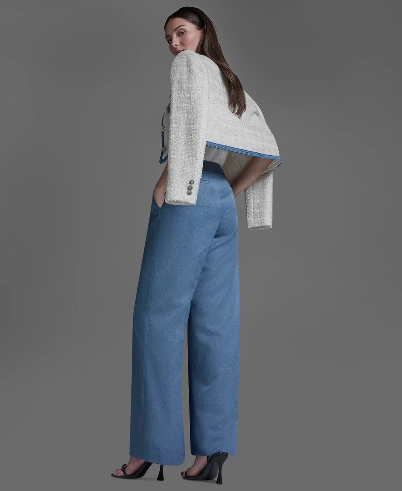 Bcbg Women's Shoulder Padding Braided Denim Jacket