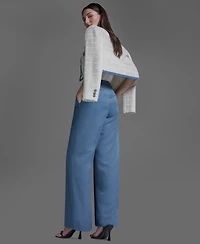 Bcbg Women's Shoulder Padding Braided Denim Jacket