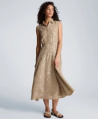 Kenneth Cole Women's Curved Yoke Collared Dress