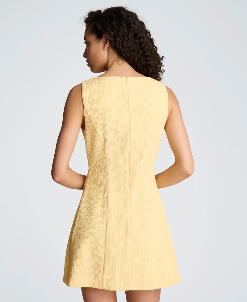 Kenneth Cole Women's Boat Neck Button Front Sheath Short Dress