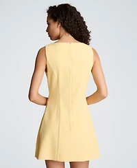 Kenneth Cole Women's Boat Neck Button Front Sheath Short Dress