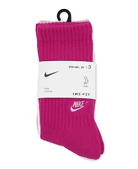 Nike Kids' 5-7 Embroidered Logo Crew Socks, 3-Pack