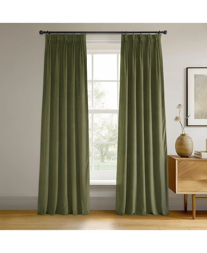 Half Price Drapes French Pleat Signature Velvet Blackout Curtain