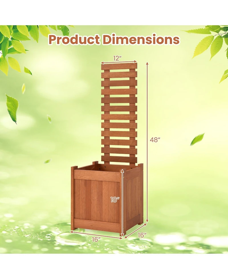 Slickblue Wooden Raised Garden Bed Planter with Trellis for Outdoors