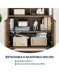 gaomon Fluted Storage Cabinet, Sideboard Buffet Cabinet with & Adjustable Shelves for Living Room, Kitchen, Entryway