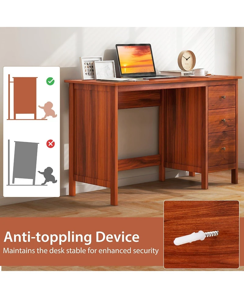 Mecale Home Office Computer Desk with 3 Drawers and Spacious Desktop, Study Workstation