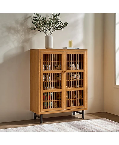 Streamdale Furniture Shoe Cabinet with Shutter Doors, 6-Tier Entryway Wooden Modern Rack Organizer, Walnut