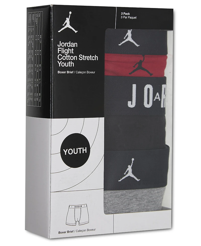 Jordan Boys' 8-18 Essentials Flight Boxer Briefs, 3-Pack