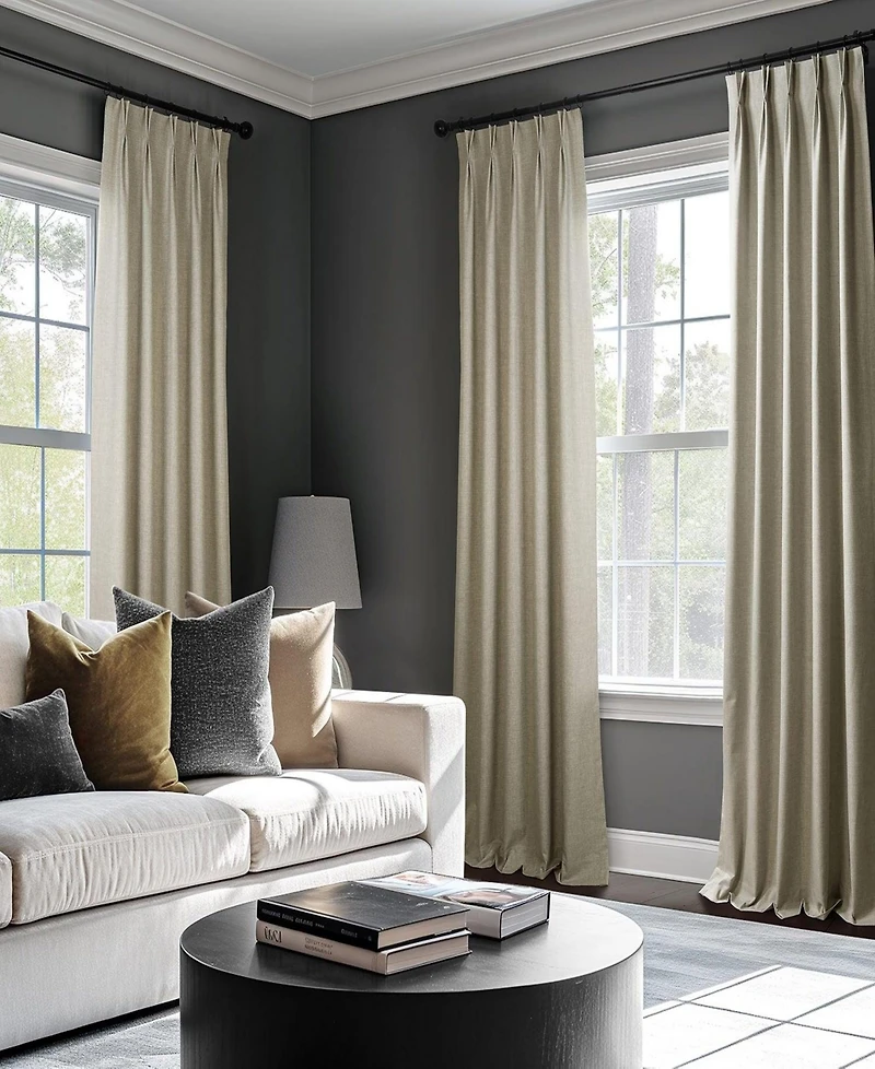 Half Price Drapes French Pleat Performance Linen Hotel Blackout Curtain