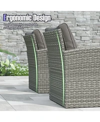 Gymax Set Of 4 Patio Furniture Set w/ 2 Rattan Chairs Loveseat Coffee Table Cushions