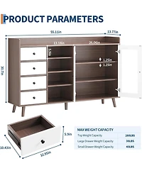 gaomon Sideboard Buffet Cabinet, 55" Kitchen Storage Cupboard with Drawer & Doors, Freestanding Pantry Tall Coffee Bar Table Adjust