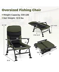 Mecale Oversized Folding Fishing Chair for Adults with Armrests, Portable Outdoor Chair