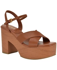 Guess Women's Qeelin Criss-Cross High Block Heel Platform Sandals