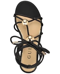 Guess Women's Tabell Strappy Gold Dome Tie-Up Flat Sandals