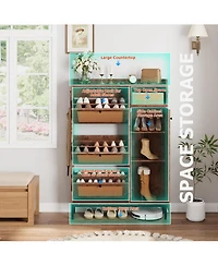 gaomon Shoe Cabinet Rattan with 3 Flip Drawers and 4-Tier Shoe Storage Cabinet
