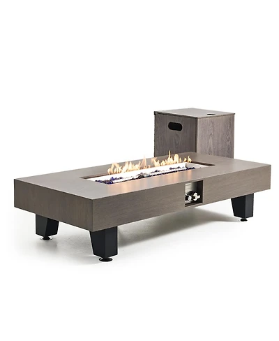 Streamdale Furniture 54" Propane Fire Pit Table w/ Rain Cover, 50,000 Btu Rectangular Heater