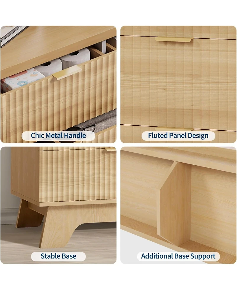 gaomon 47'' modern dresser with 7 drawers and gold handles—stylish storage for bedroom, living room, hallway, or entryway.