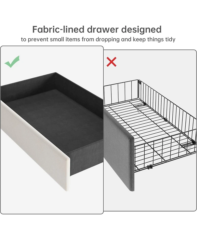 gaomon Queen Size Bed Frame, Upholstered Bed Frame with 4 Storage Drawers, Platform Bed Frame with Diamond Tufted Headboard, Wood Slat Support