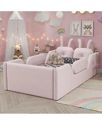 Streamdale Furniture Twin Upholstered Platform Bed with Rabbit Cushion & Removable Rails
