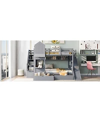 Streamdale Furniture Full-Over-Full Castle Bunk Bed w/ Drawers