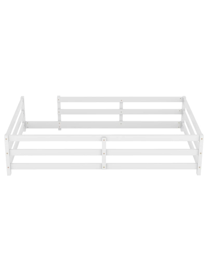 Streamdale Furniture Streamdale Twin Size Montessori Floor Bed with Fence