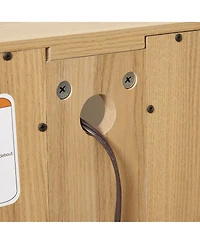 Streamdale Furniture Elegant Light Oak Curio Cabinet with Glass Doors, Led