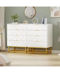 gaomon 4 Drawer Dresser with Wide Storage, Wood Dresser Chest Organizer with Metal Legs, Modern Dressers & Chests of Drawers for Bedroom, Living Room