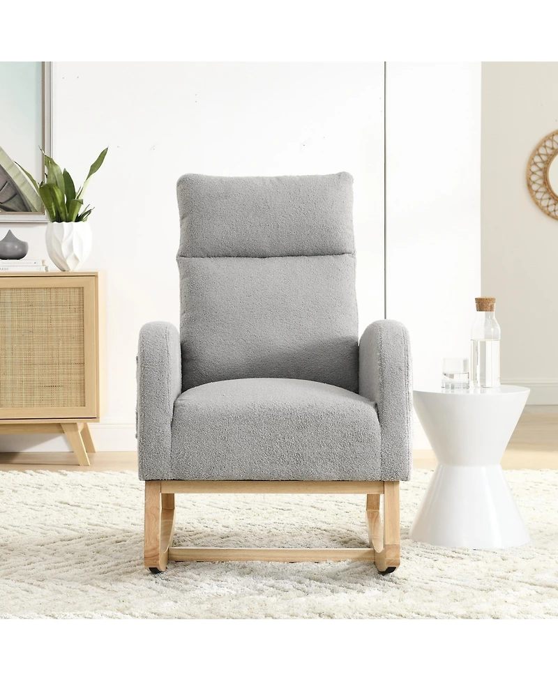 Flynama 27.6W Modern Accent High Backrest Rocking Chair with Two Side Pockets 300LBS Capacity for Living Room Nursery