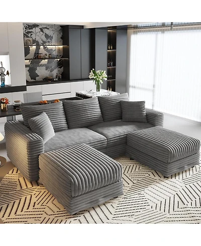 Streamdale Furniture 82.7" Plush Corduroy 3-Seat Sofa, Modern Comfy Upholstered Cloud Couch