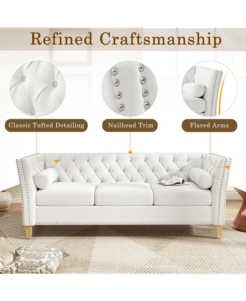 Streamdale Furniture Elegant Transitional 3-Seat Sofa with Flared Arms & Nailhead Trim