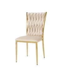 Streamdale Furniture Streamdale Beige Velvet Dining Chair with Gold Legs (Set of 2)