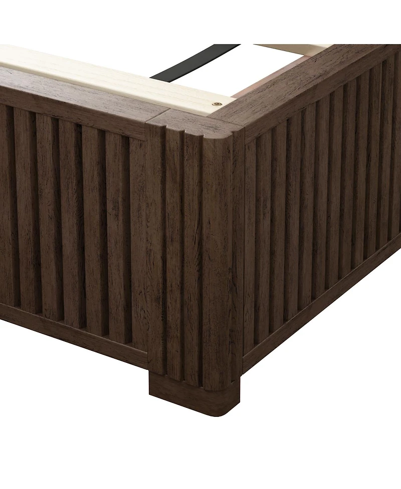 Streamdale Furniture Solid Walnut King Platform Bed Frame - No Box Spring Needed