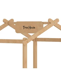 Streamdale Twin Size House Floor Bed with Guardrails, Roof, Tray & Signboard