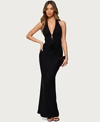 Edikted Women's Laretta Cowl Neck Backless Maxi Dress