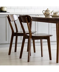 Streamdale Furniture Set of 2 100% Solid Wood Dining Chairs, Mid Century Modern Walnut Chairs.