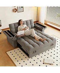 Streamdale Furniture 65-inch 3-in-1 foldable sofa bed with table, storage armrests