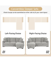 Streamdale Furniture 90" L-Shaped Sleeper Sofa w/ Storage Chaise & Cup Holders