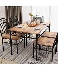 gaomon Dining Table Set of 4, Retro Industrial Dining Table & Chairs, Wood Table Chairs Set for Small Space