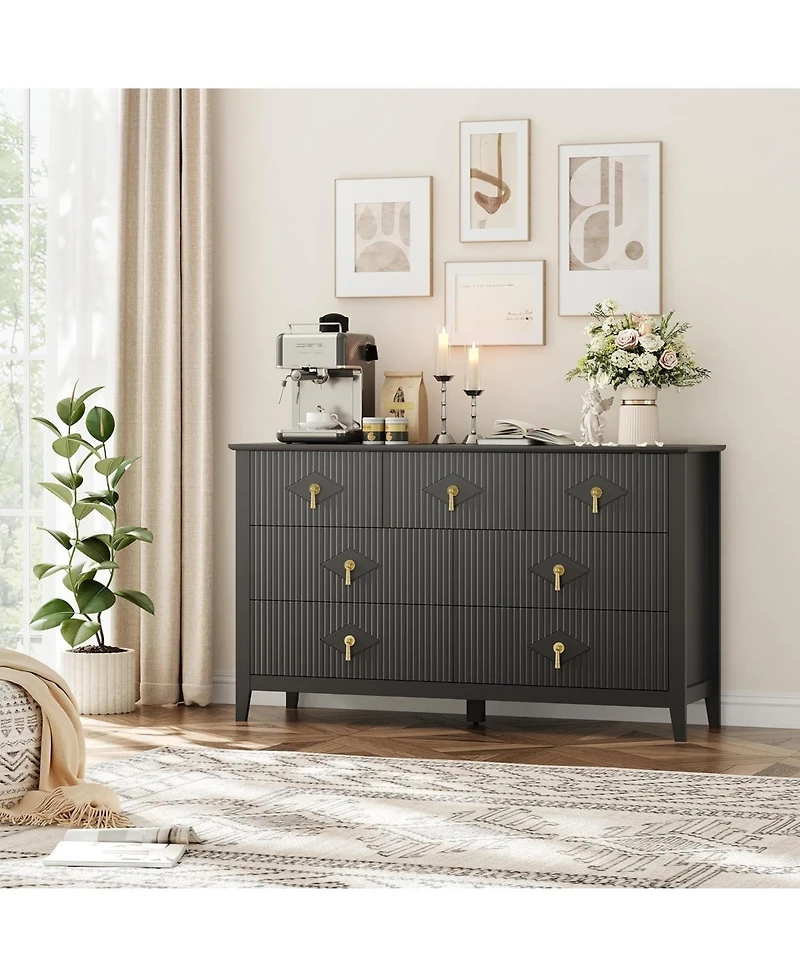 gaomon Dresser for Bedroom with Drawers, Wide Modern Chest of Drawers with Metal Handle, Dresser Tv Stand