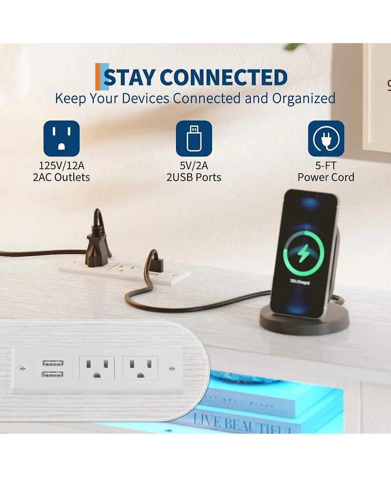 Gaomon 70 Inch Tv Stand with Drawers and Outlet, Long Entertainment Center for 65 75 80 Inch Tv