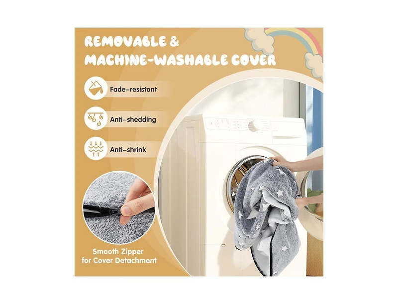 Slickblue Kids Convertible Sofa Bed with Glow Effect and Removable Cover