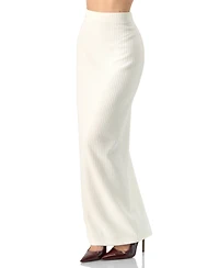 Ivonne Women's Long Ribbed Pencil Skirt with Back Zipper